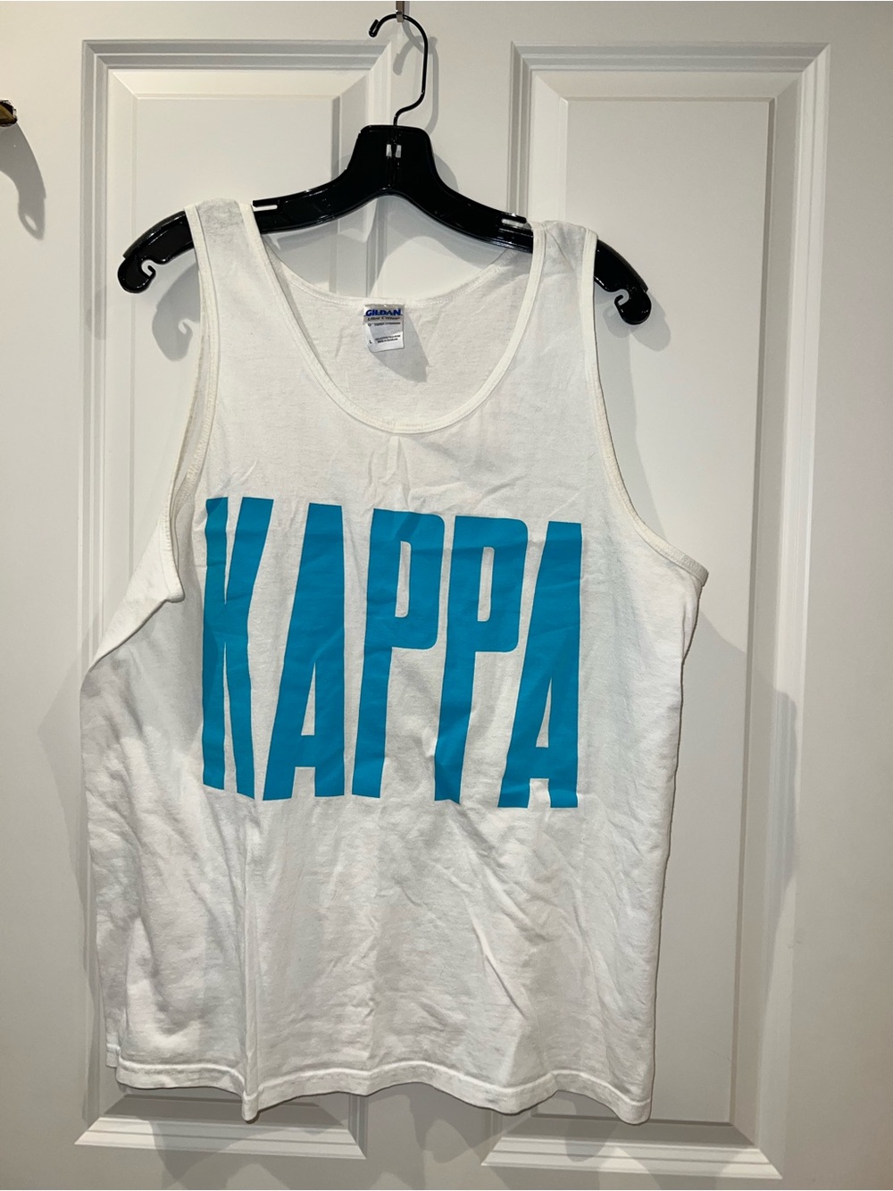 Gildan White Tank Top with Bright Blue KAPPA Print